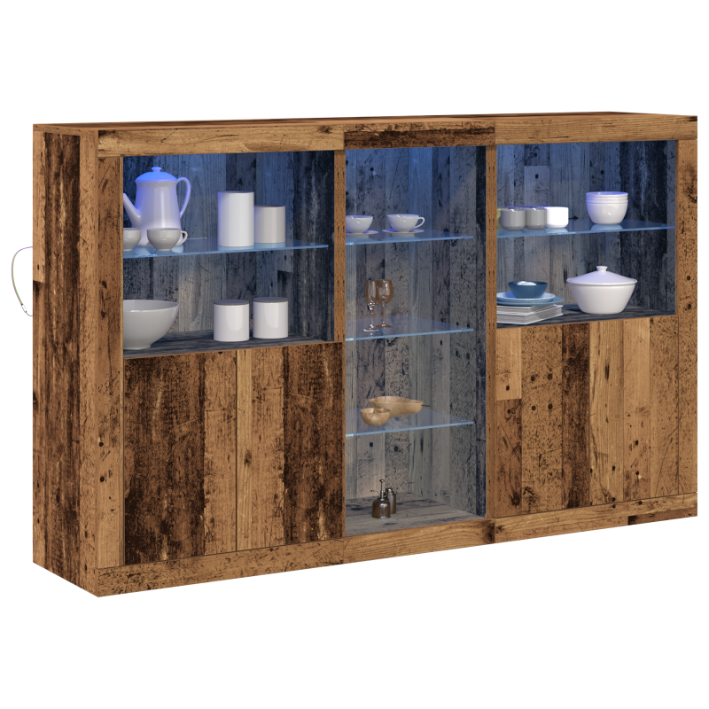 Sideboard mit LED-Lichtern Altes Holz 162x37x100 cm MDF