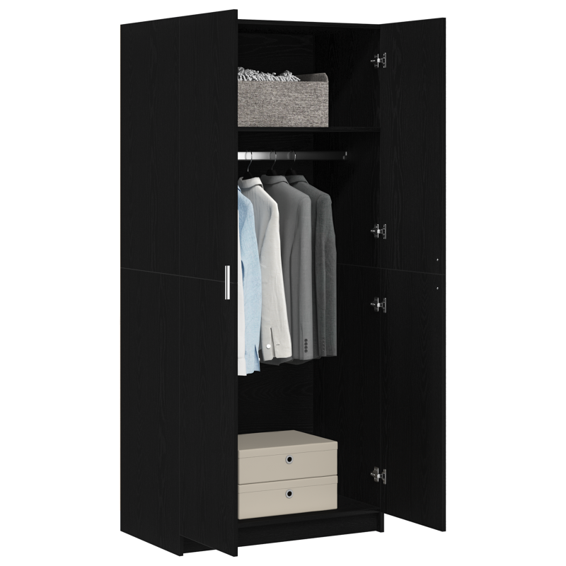 Kleiderschrank Schwarz Eiche 80x51x180 cm Werkstoff