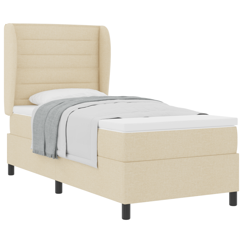 Boxspringbett mit Matratze Creme 90x190 cm Stoff