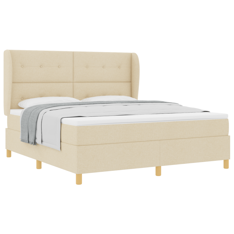 Boxspringbett mit Matratze in Creme, 180x200 cm Stoff