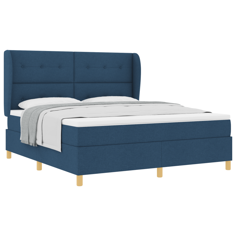 Blauer Boxspringbett mit Matratze 180x200 cm Stoff