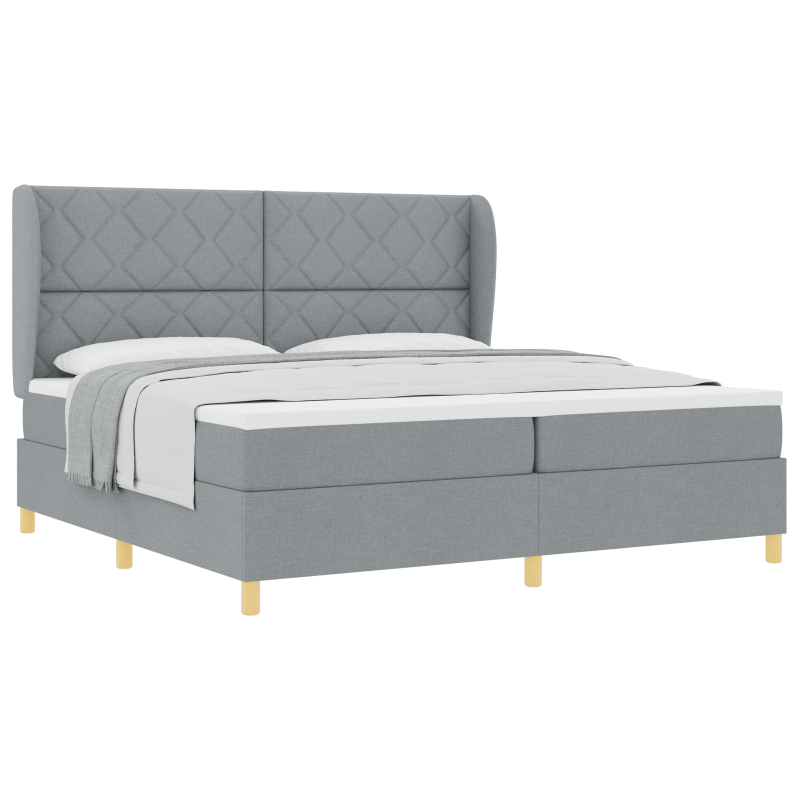 Boxspringbett mit Matratze Hellgrau 200x200 cm Stoff
