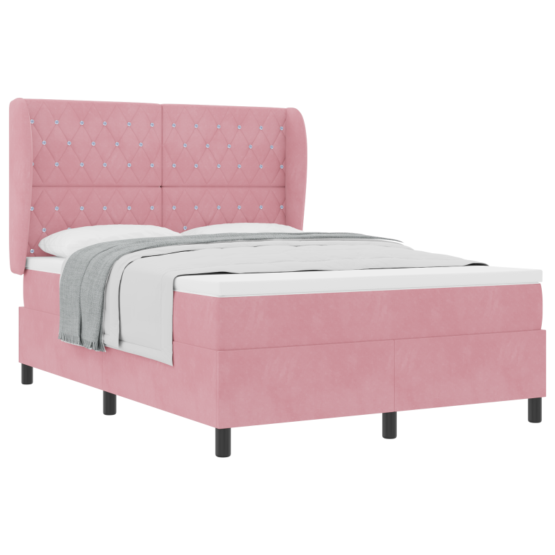 Boxspringbett mit Matratze Rosa 140x190 cm Velours