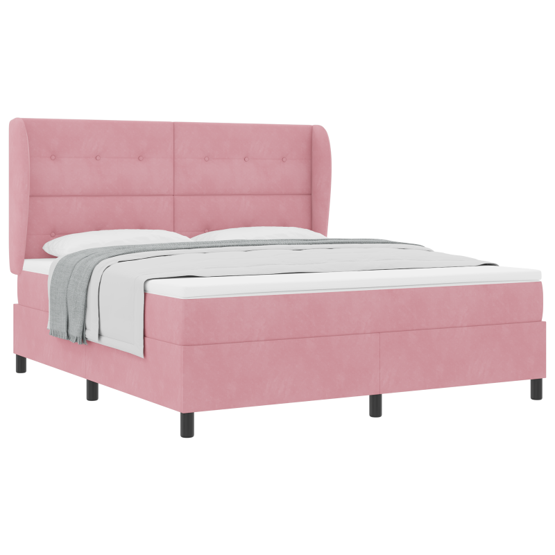 Boxspringbett mit Matratze Rosa 180x200 cm Samt