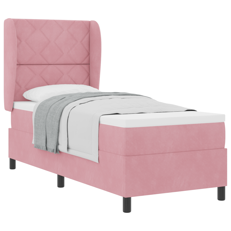 Boxspringbett mit Matratze Rosa 80x200 cm Samt