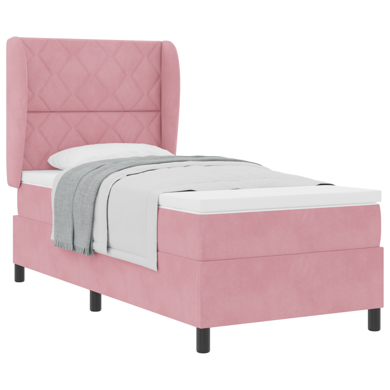 Boxspringbett mit Matratze Rosa 90x200 cm Samt