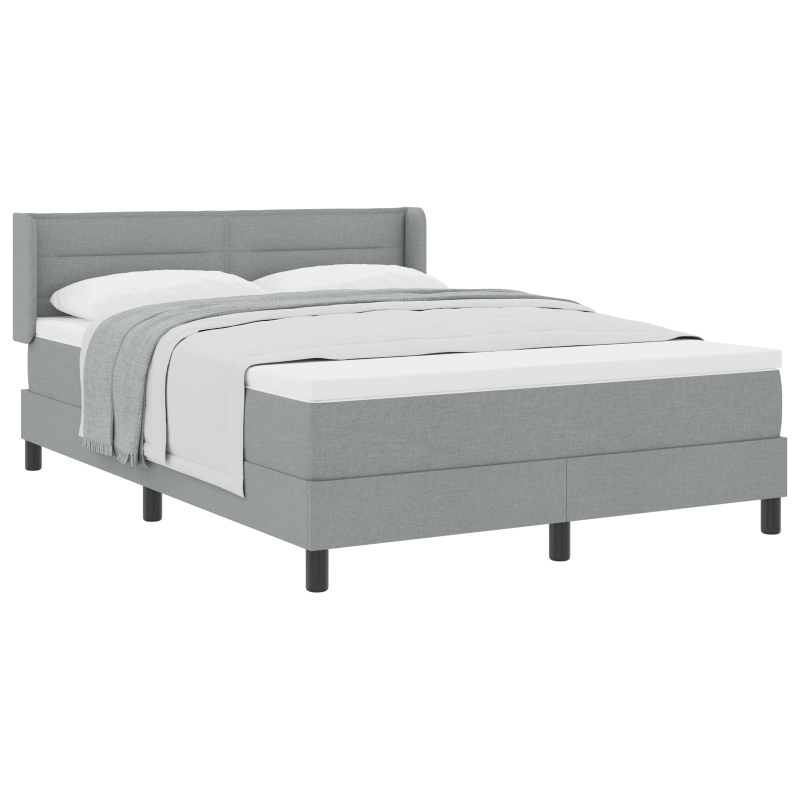 Boxspringbett mit Matratze Hellgrau 140x200 cm Stoff