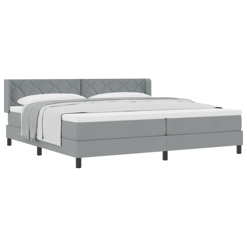 Boxspringbett mit Matratze Hellgrau 200x200 cm Stoff