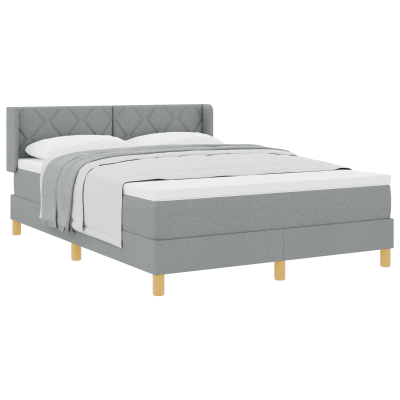 Boxspringbett mit Matratze Hellgrau 160x200 cm Stoff