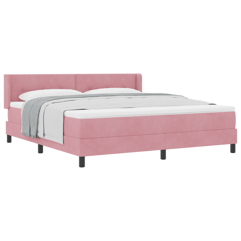 Boxspringbett mit Matratze Rosa 180x200 cm Velours