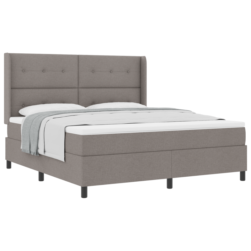 Boxspringbett mit Matratze in Taupe 180x200 cm aus Stoff