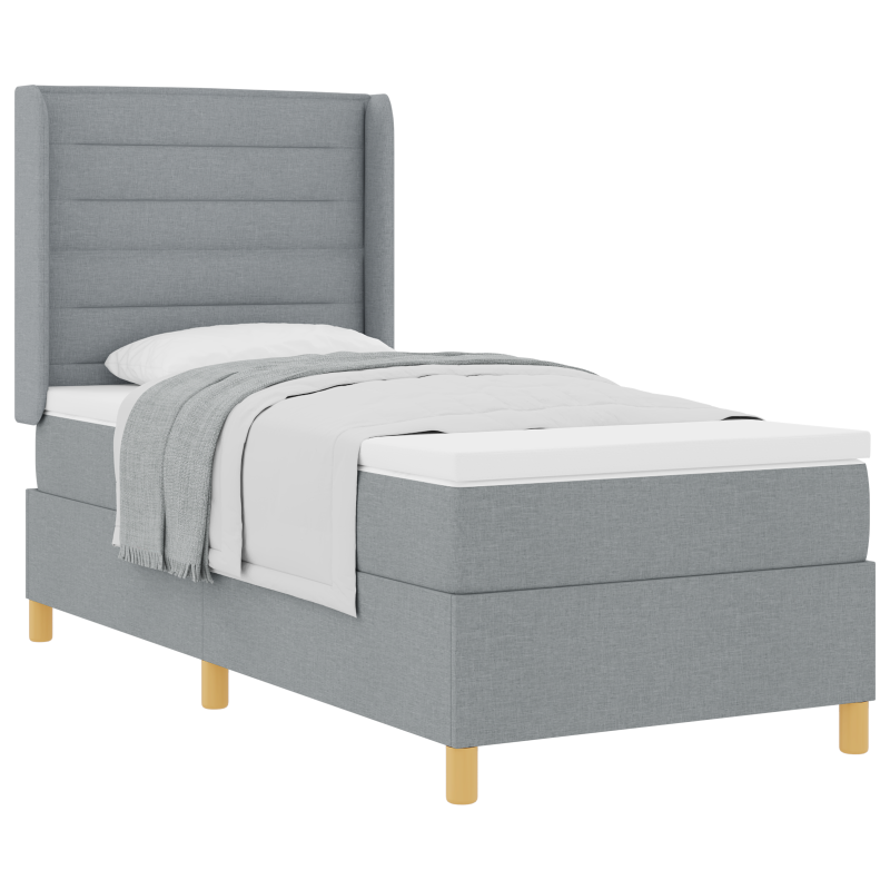 Boxspringbett mit Matratze Hellgrau 90x190 cm Stoff