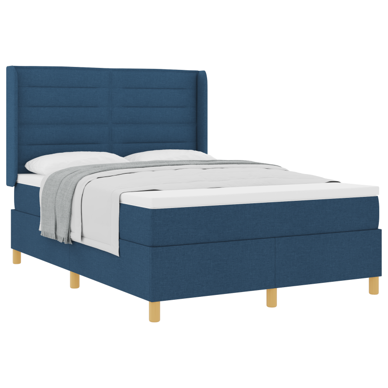 Boxspringbett mit Matratze Blau 140x190 cm Stoff