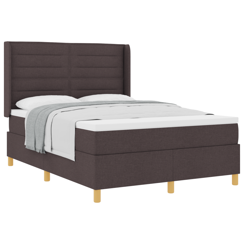 Boxspringbett mit Matratze - Dunkelbraun, 140x200 cm, Stoff