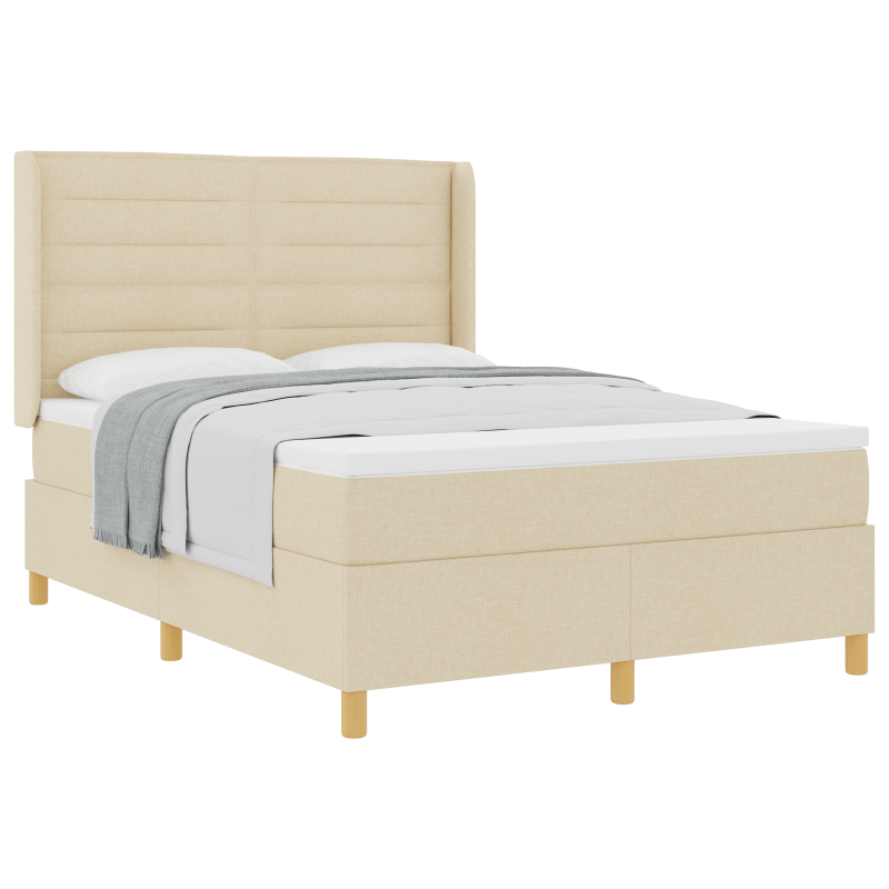 Boxspringbett mit Matratze in Creme, 160x200 cm Stoff