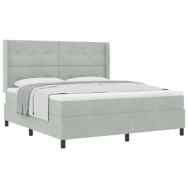 Boxspringbett mit Matratze Hellgrau 180x200 cm Velvet