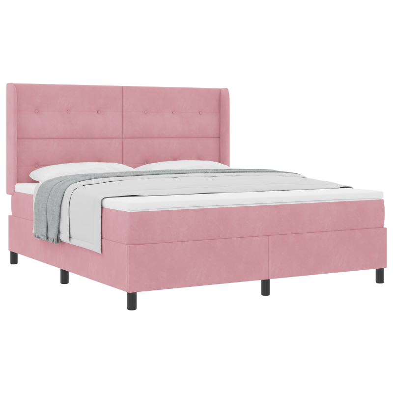 Boxspringbett mit Matratze Rosa 180x200 cm Samt