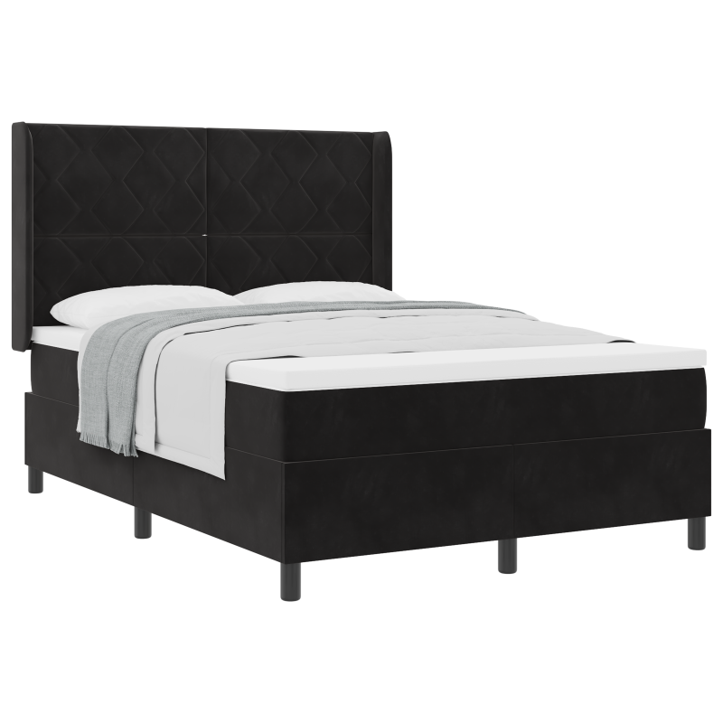 Boxspringbett mit Matratze Schwarz 140x190 cm Samt