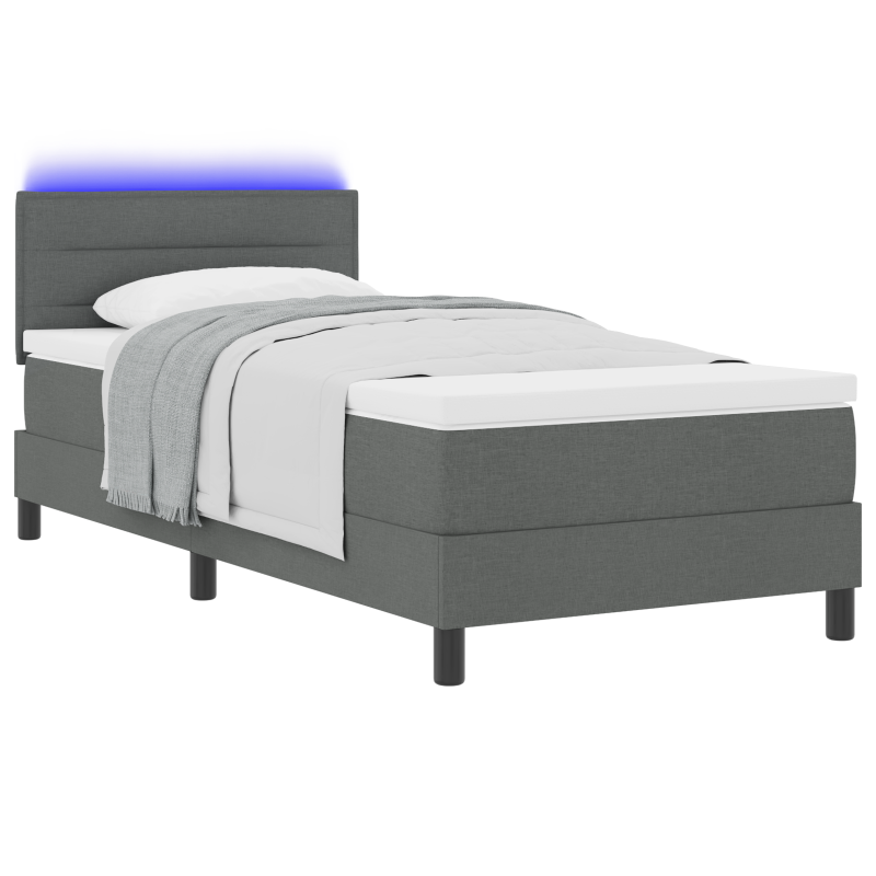 Boxspringbett mit Matratze & LED Dunkelgrau 90x200 cm Stoff
