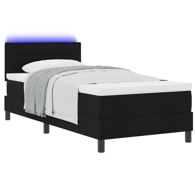 Boxspringbett mit Matratze & LED Schwarz 90x200 cm Stoff