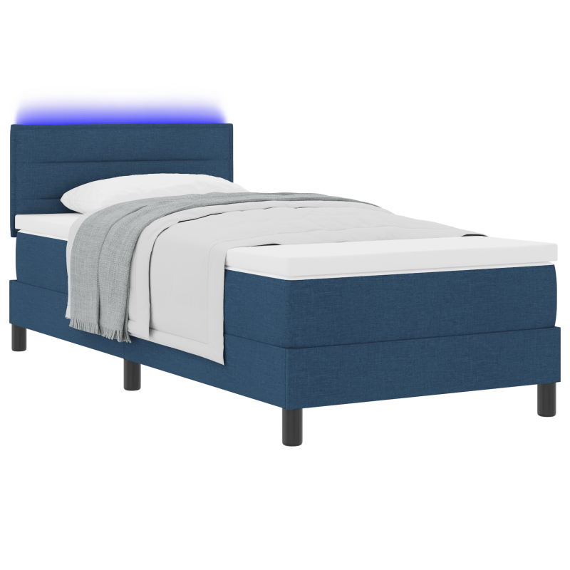 Boxspringbett mit Matratze & LED Blau 90x200 cm Stoff