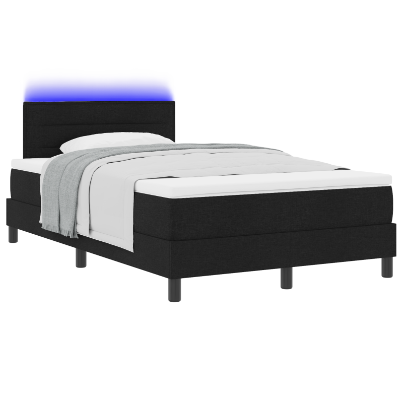 Boxspringbett mit Matratze & LED Schwarz 120x200 cm Stoff