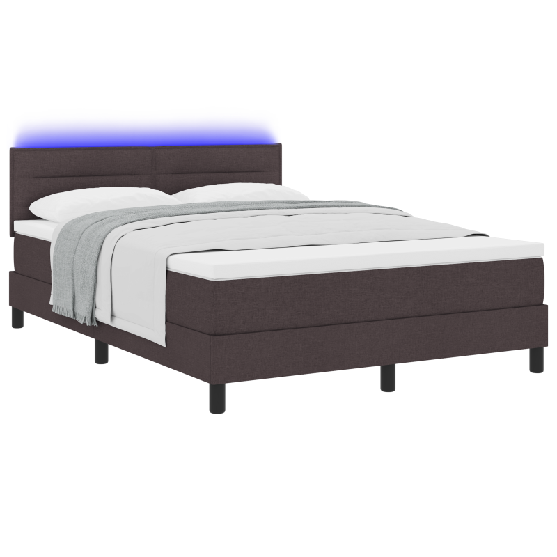 Boxspringbett mit Matratze & LED Dunkelbraun 140x190 cm Stoff