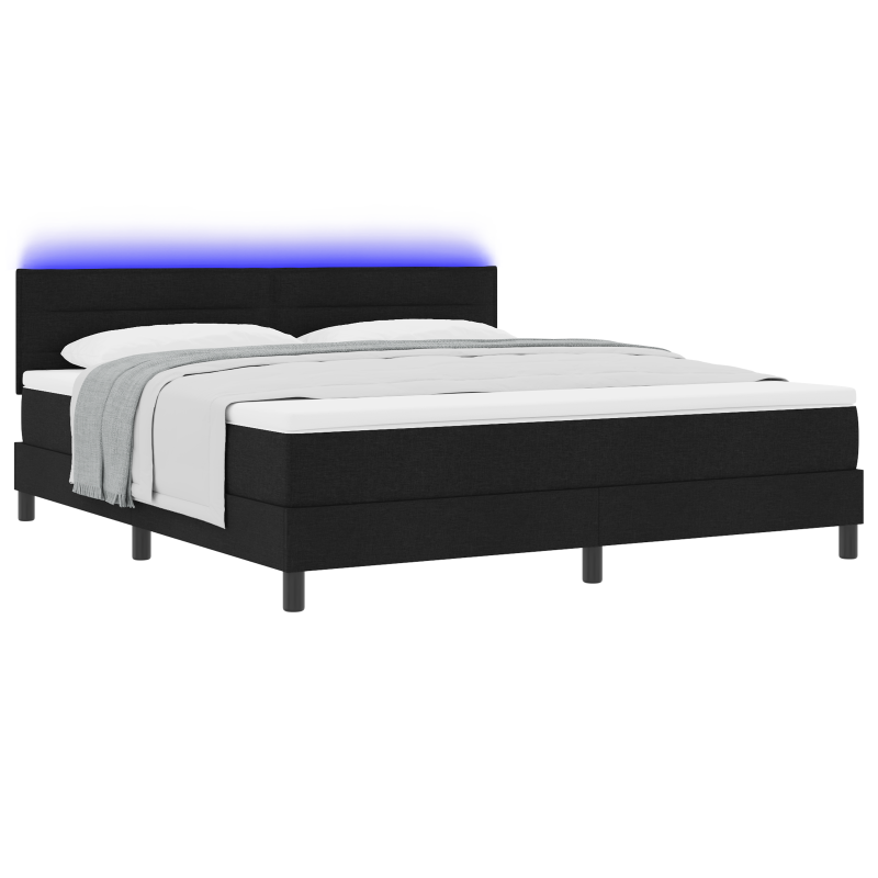Boxspringbett mit Matratze & LED Schwarz 180x200 cm Stoff