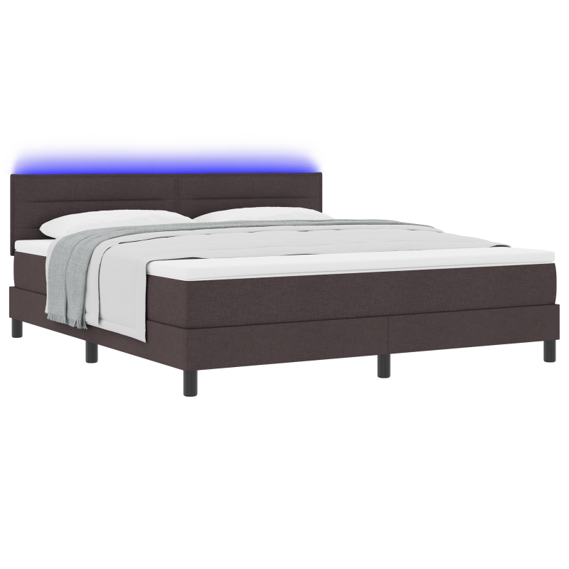 Boxspringbett mit Matratze & LED Dunkelbraun 180x200 cm Stoff