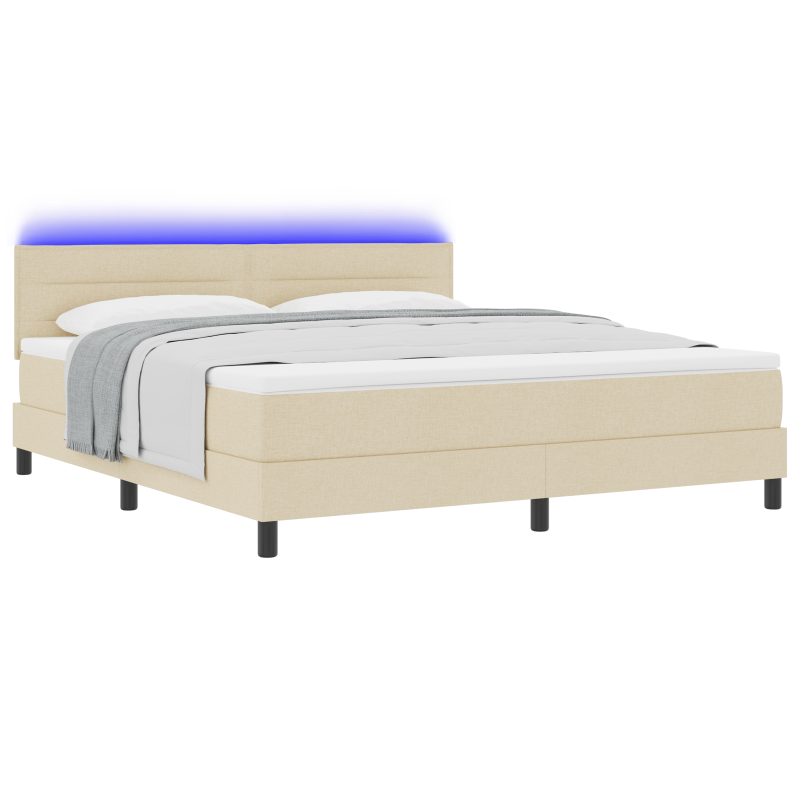 Boxspringbett mit Matratze & LED Creme 180x200 cm Stoff