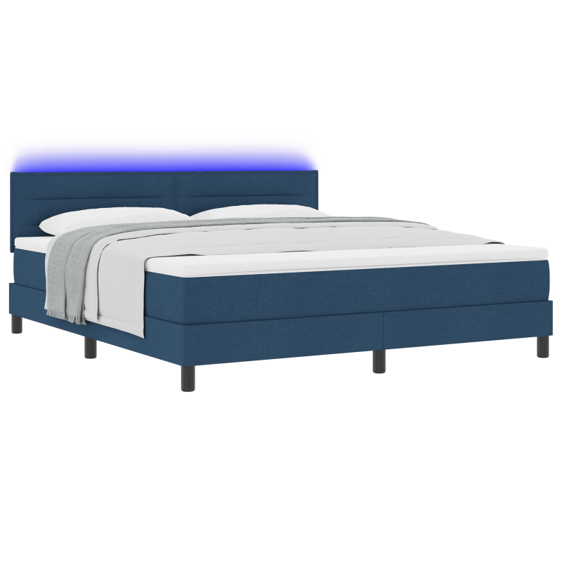 Boxspringbett mit Matratze & LED Blau 180x200 cm Stoff