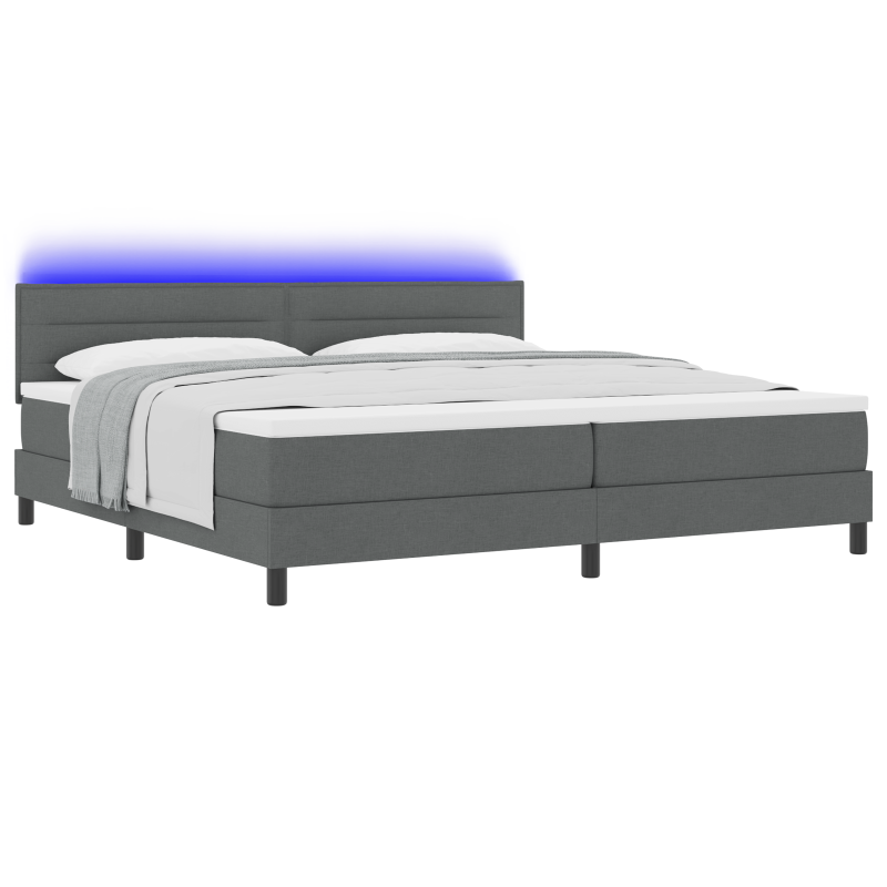 Boxspringbett mit Matratze & LED Dunkelgrau 200x200 cm Stoff
