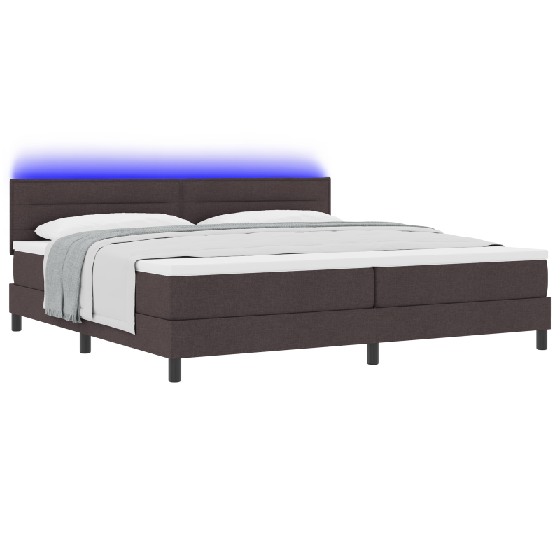 Boxspringbett mit Matratze & LED Dunkelbraun 200x200 cm Stoff
