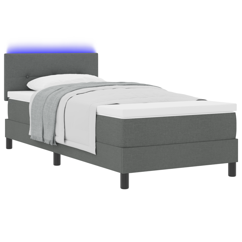 Boxspringbett mit Matratze & LED Dunkelgrau 80x200 cm Stoff