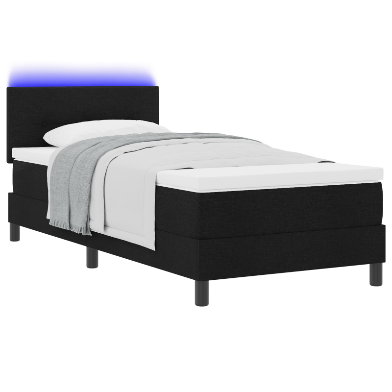Boxspringbett mit Matratze und LED Schwarz 90x190 cm Stoff