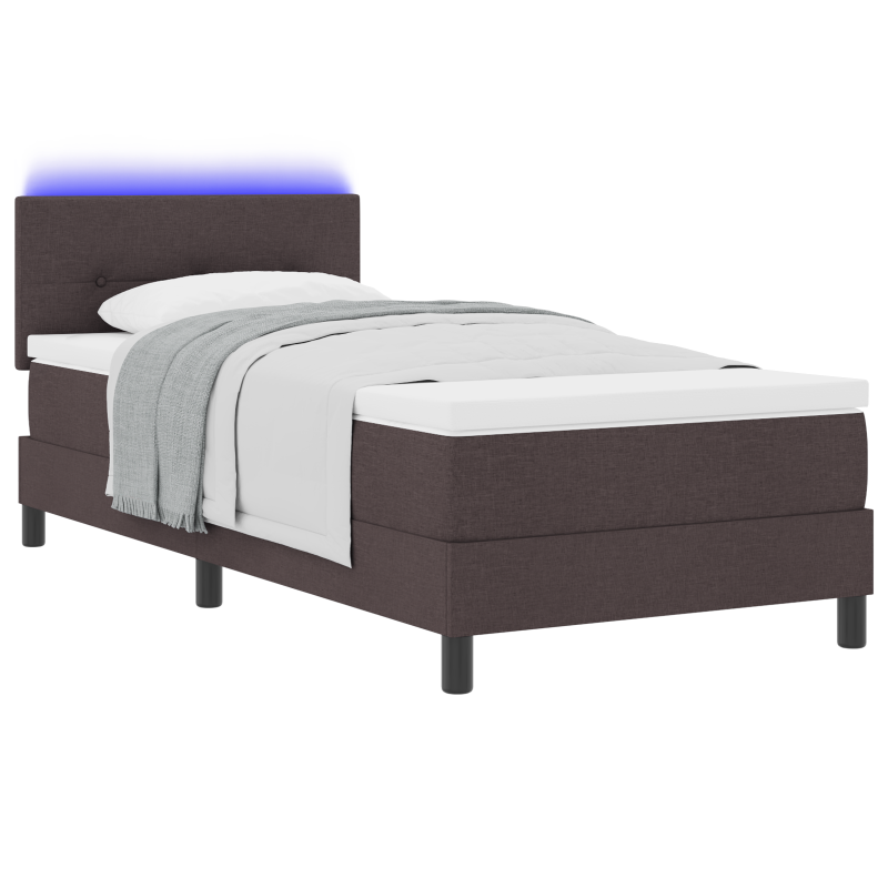 Boxspringbett mit Matratze & LED Dunkelbraun 90x200 cm Stoff