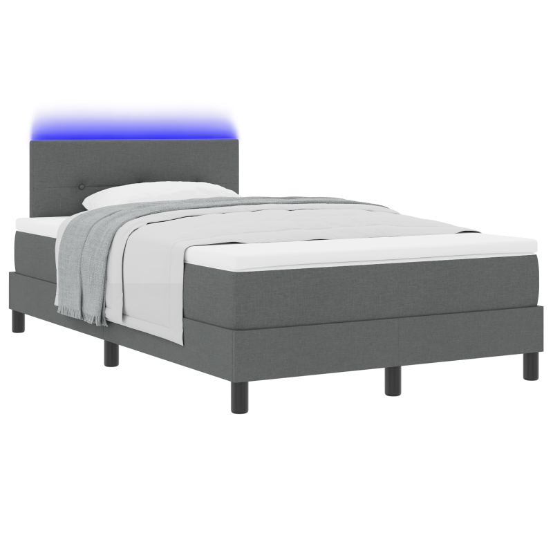 Boxspringbett mit Matratze & LED Dunkelgrau 120x200 cm Stoff