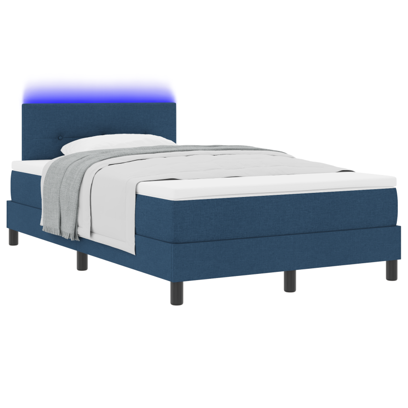 Boxspringbett mit Matratze & LED Blau 120x200 cm Stoff
