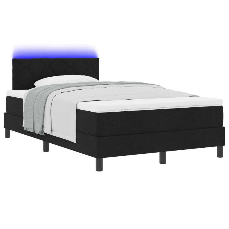 Boxspringbett mit Matratze & LED Schwarz 120x200 cm Stoff