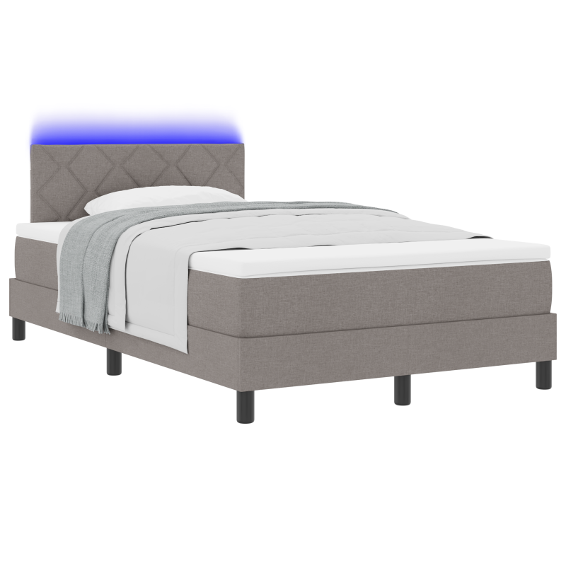 Boxspringbett mit Matratze & LED Taupe 120x200 cm Stoff