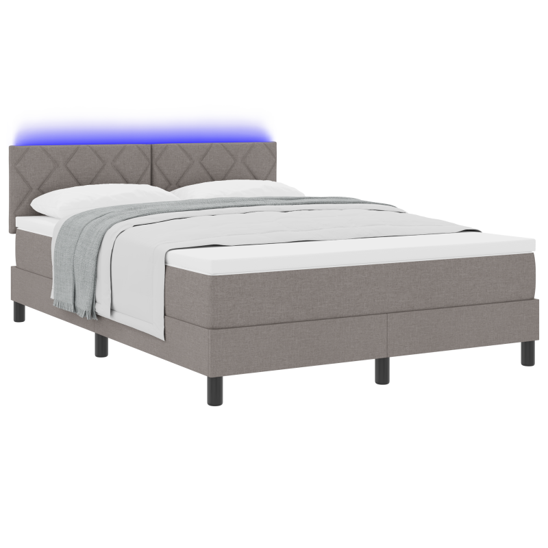 Boxspringbett mit Matratze & LED Taupe 160x200 cm Stoff