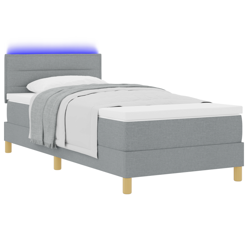 Boxspringbett mit Matratze & LED Hellgrau 80x200 cm Stoff