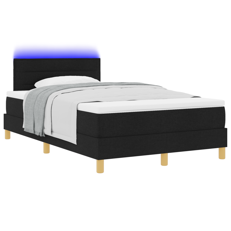 Boxspringbett mit Matratze & LED Schwarz 120x190 cm Stoff