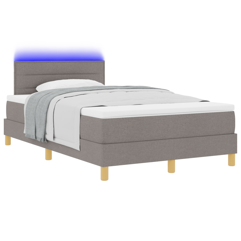 Boxspringbett mit Matratze & LED Taupe 120x200 cm Stoff