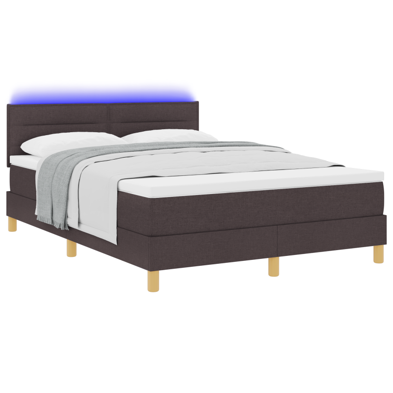 Boxspringbett mit Matratze & LED Dunkelbraun 140x190 cm Stoff