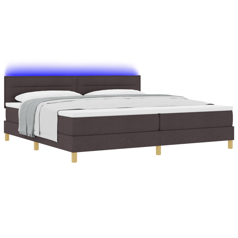 Boxspringbett mit Matratze & LED Dunkelbraun 200x200 cm Stoff