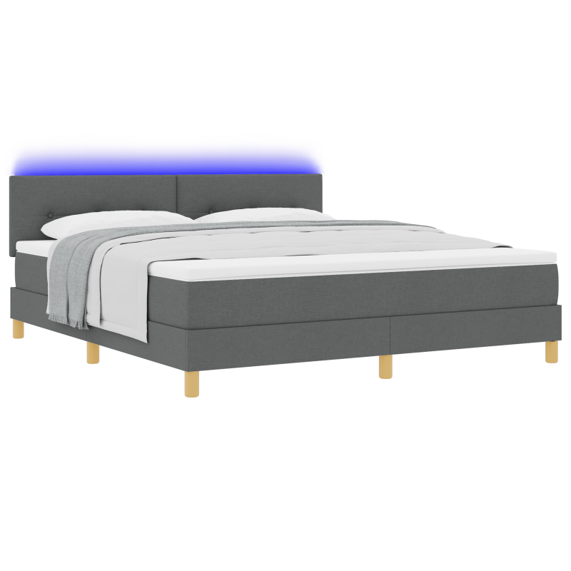 Boxspringbett mit Matratze & LED Dunkelgrau 180x200 cm Stoff