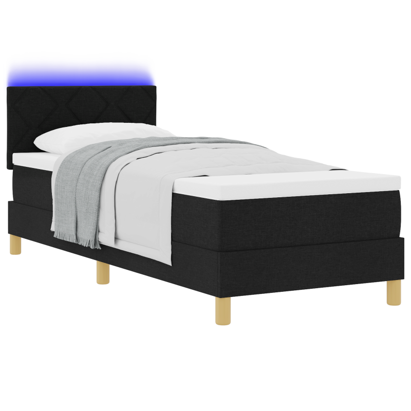 Boxspringbett mit Matratze & LED Schwarz 80x200 cm Stoff