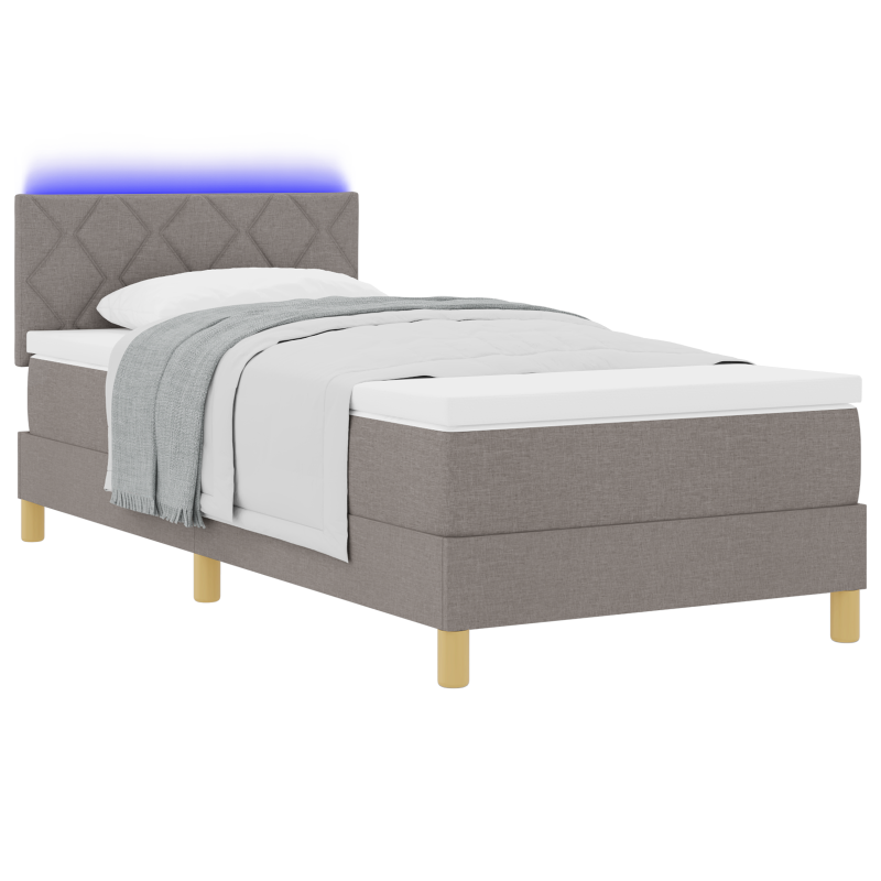 Boxspringbett mit Matratze & LED Taupe 90x200 cm Stoff