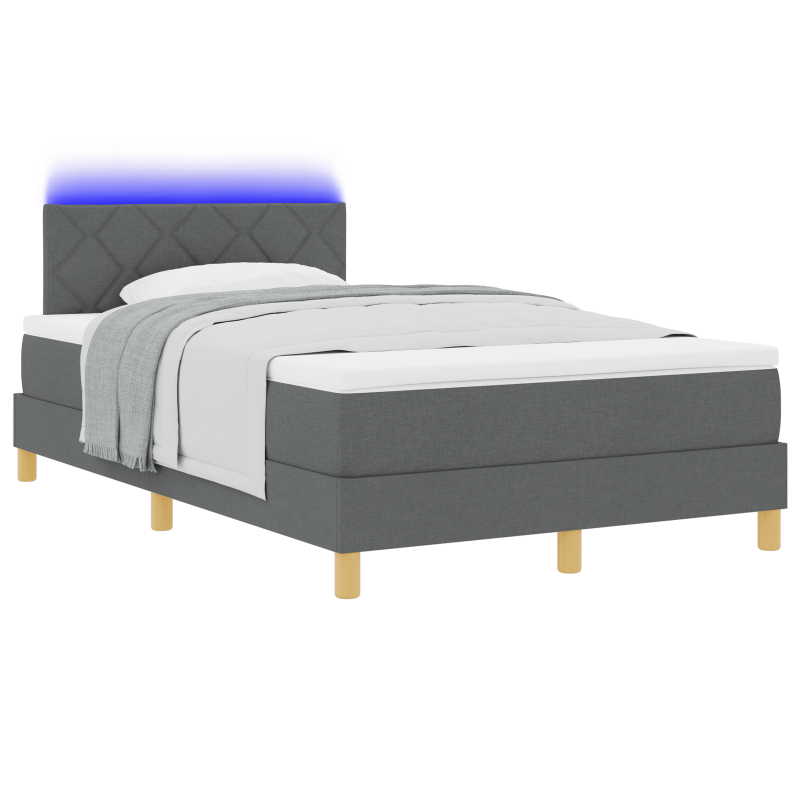 Boxspringbett mit Matratze & LED Dunkelgrau 120x190 cm Stoff
